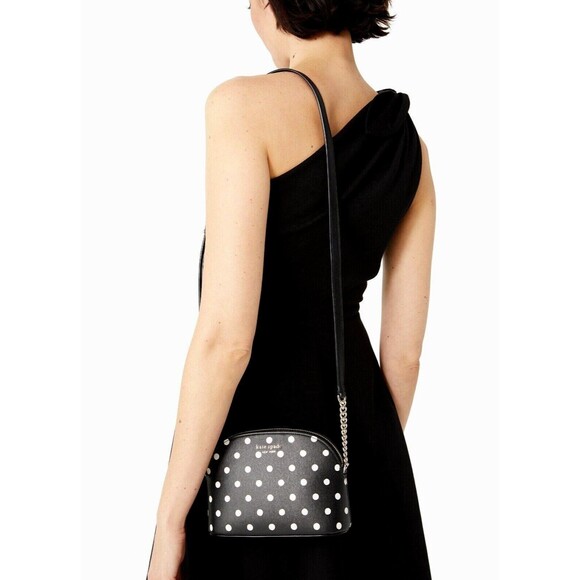 New Kate Spade Spencer Sunshine Dot Small Dome Crossbody Black Multi - Picture 3 of 4